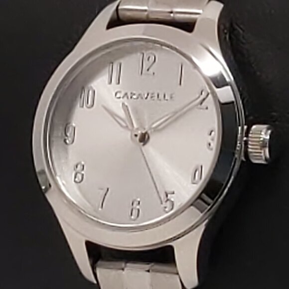 Caravelle Ladies Quartz Watch By Bulova Silvertone White Dial 24mm - Picture 10 of 12